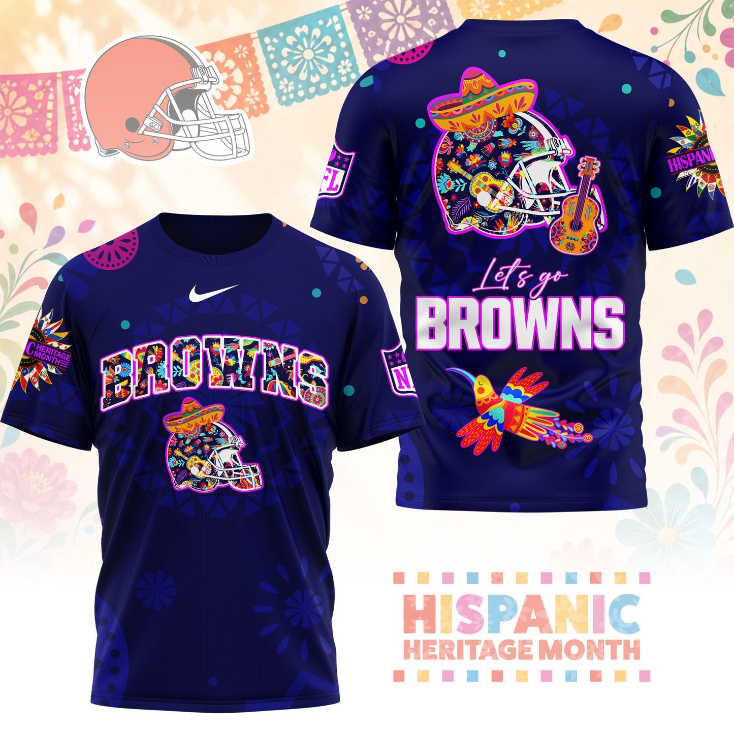Premium NFL CLE Hispanic Heritage Fiesta T-shirt