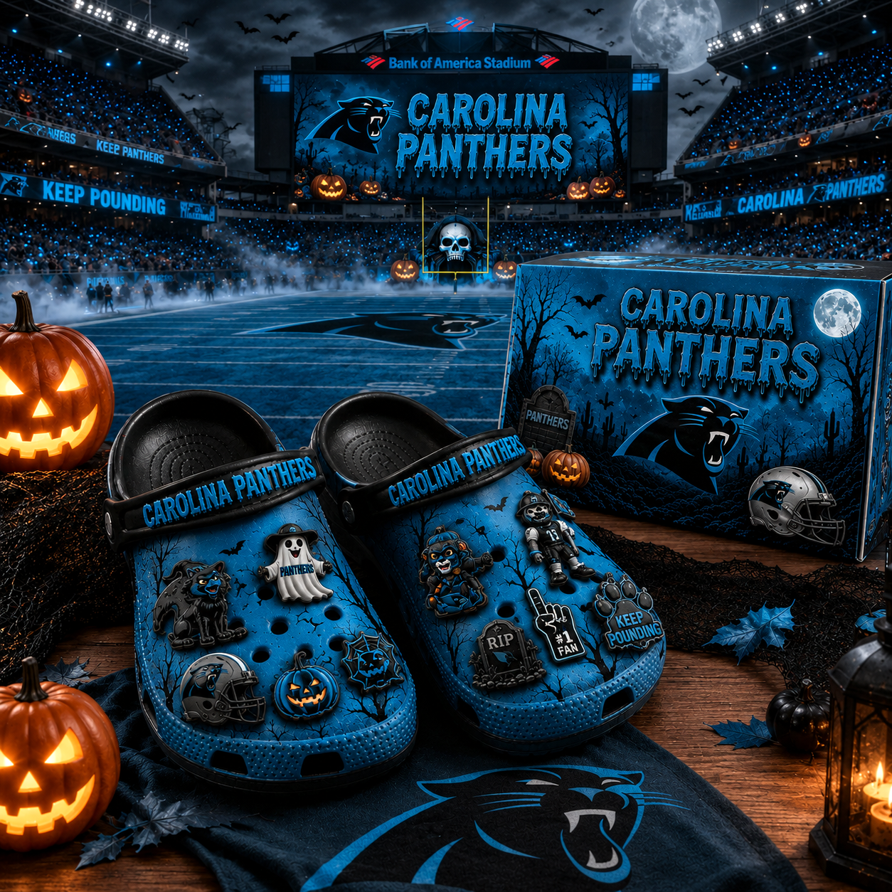 Premium NFL CP Haunted Game Day Halloween Charm Clogs