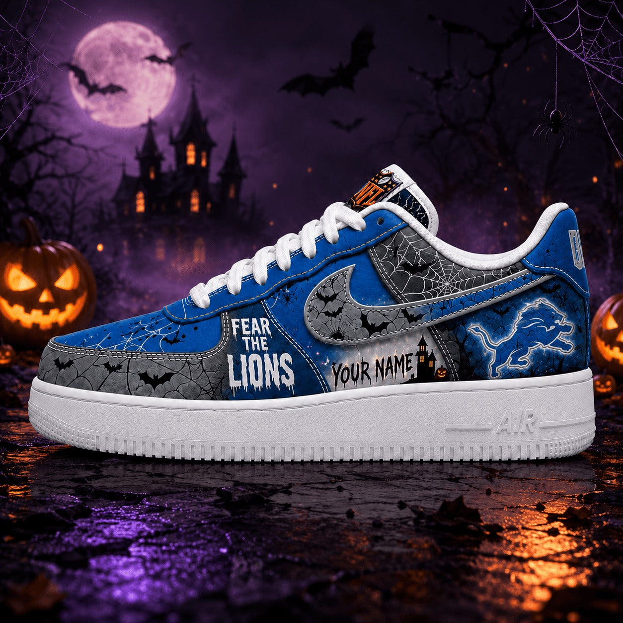 Premium NFL DL Fear The Team Halloween AF1 Sneakers V1