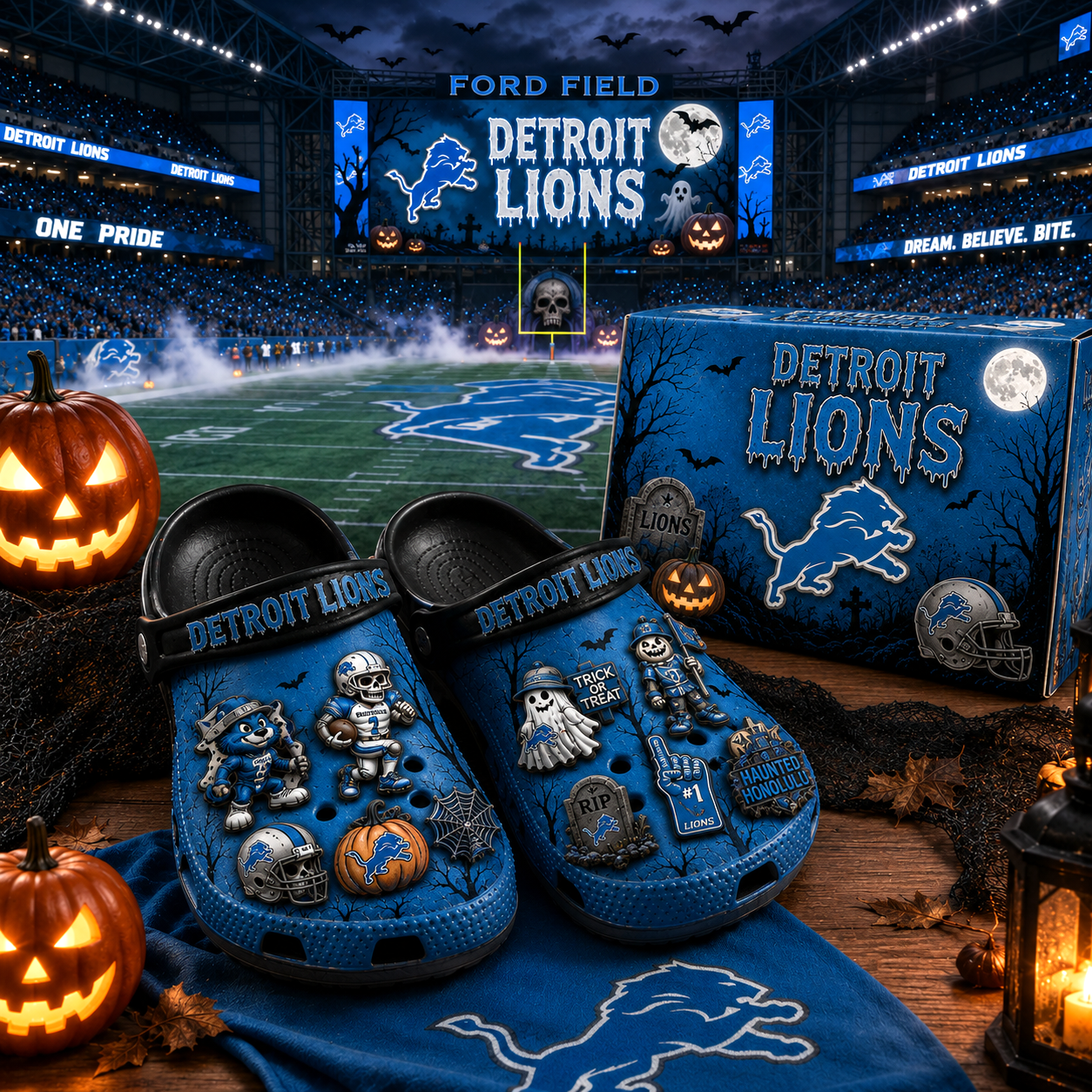 Premium NFL DL Haunted Game Day Halloween Charm Clogs