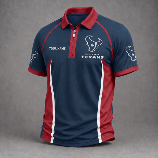 Premium NFL HOU Performance Zipper Polo Shirt