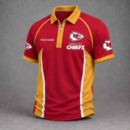 Premium NFL KC Performance Zipper Polo Shirt