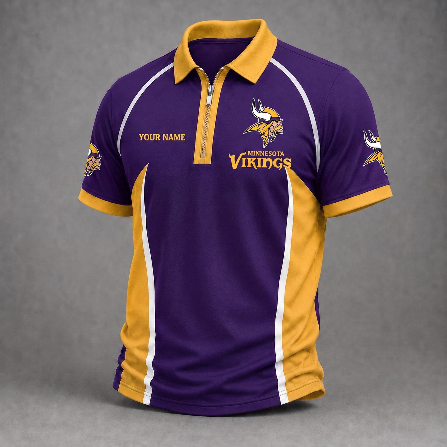 Premium NFL MIN Performance Zipper Polo Shirt