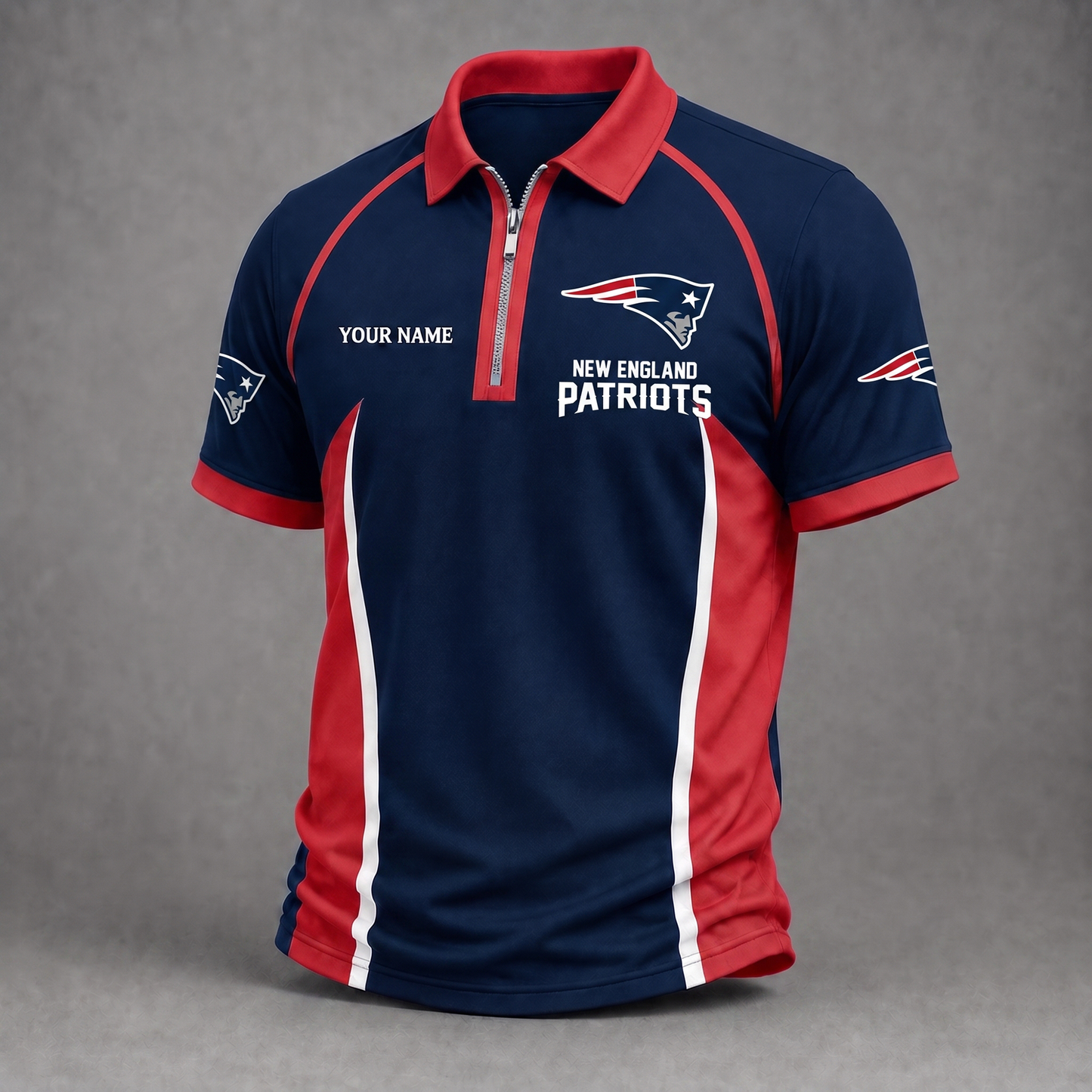 Premium NFL NE Performance Zipper Polo Shirt