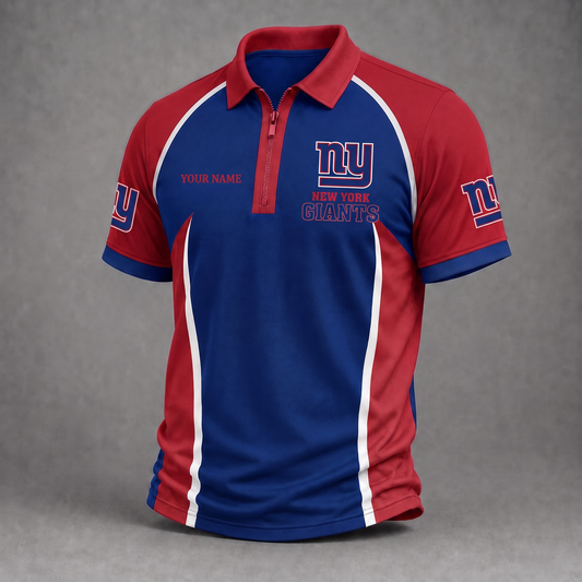 Premium NFL NYG Performance Zipper Polo Shirt