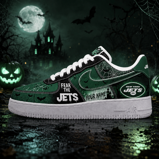 Premium NFL NYJ Fear The Team Halloween AF1 Sneakers V1