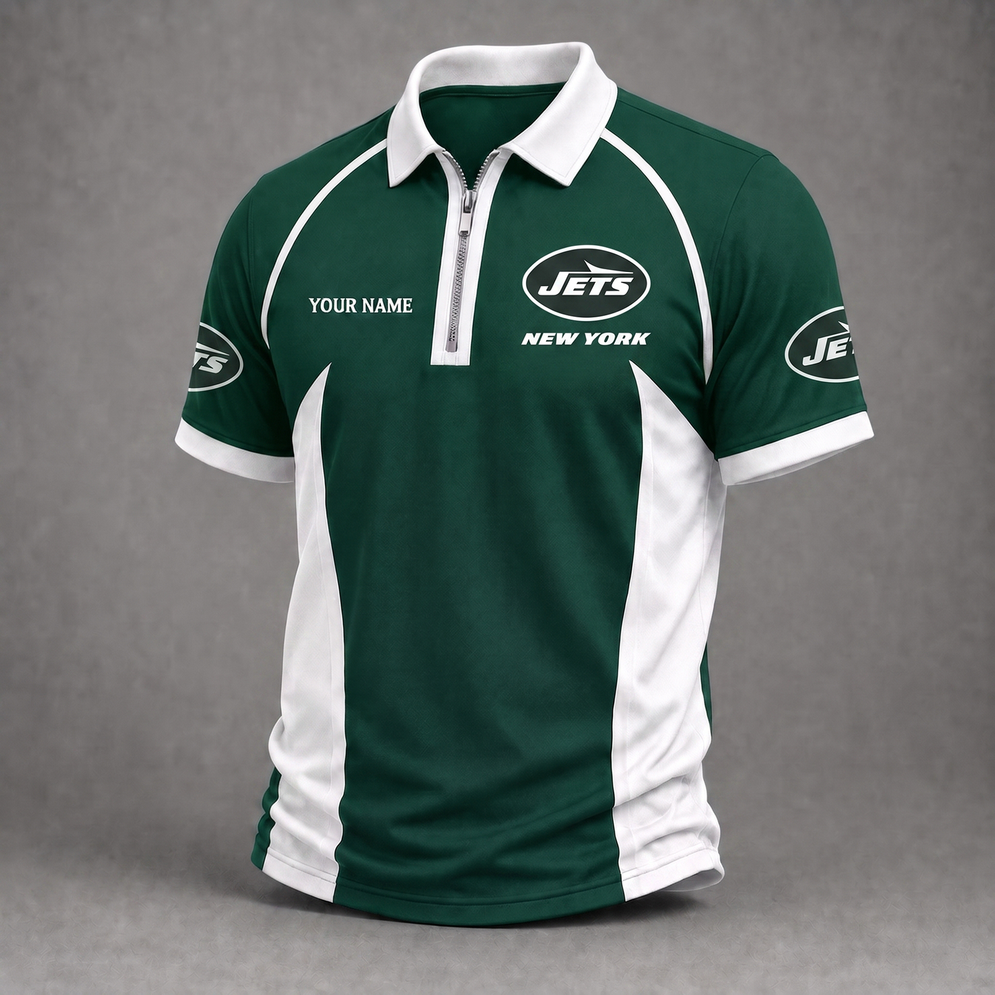 Premium NFL NYJ Performance Zipper Polo Shirt