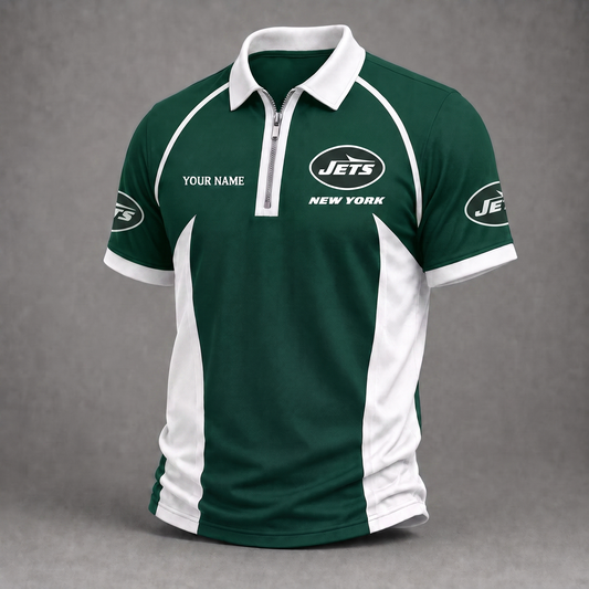 Premium NFL NYJ Performance Zipper Polo Shirt