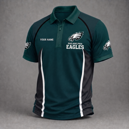 Premium NFL PHI Performance Zipper Polo Shirt
