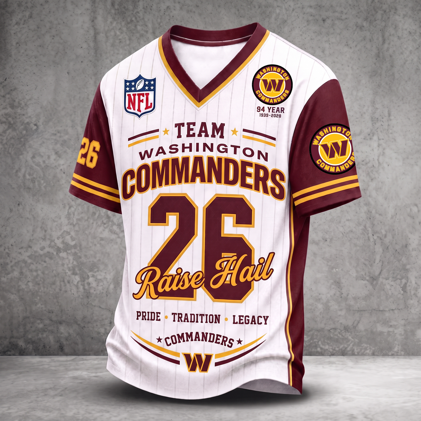Premium NFL WAS Legacy Pride V-Neck Jersey