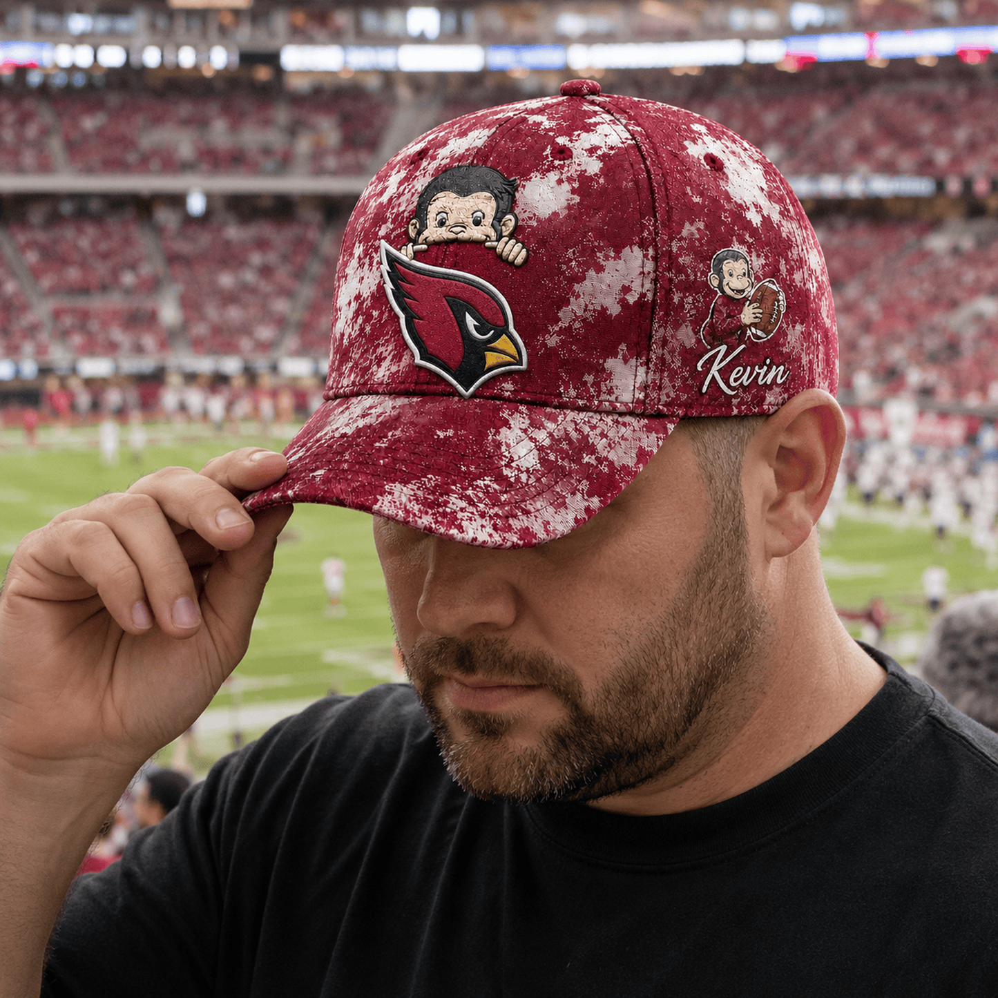 Premium NFL x ARI Curious George Custom Name Classic Cap For Passionate Game Day Fans