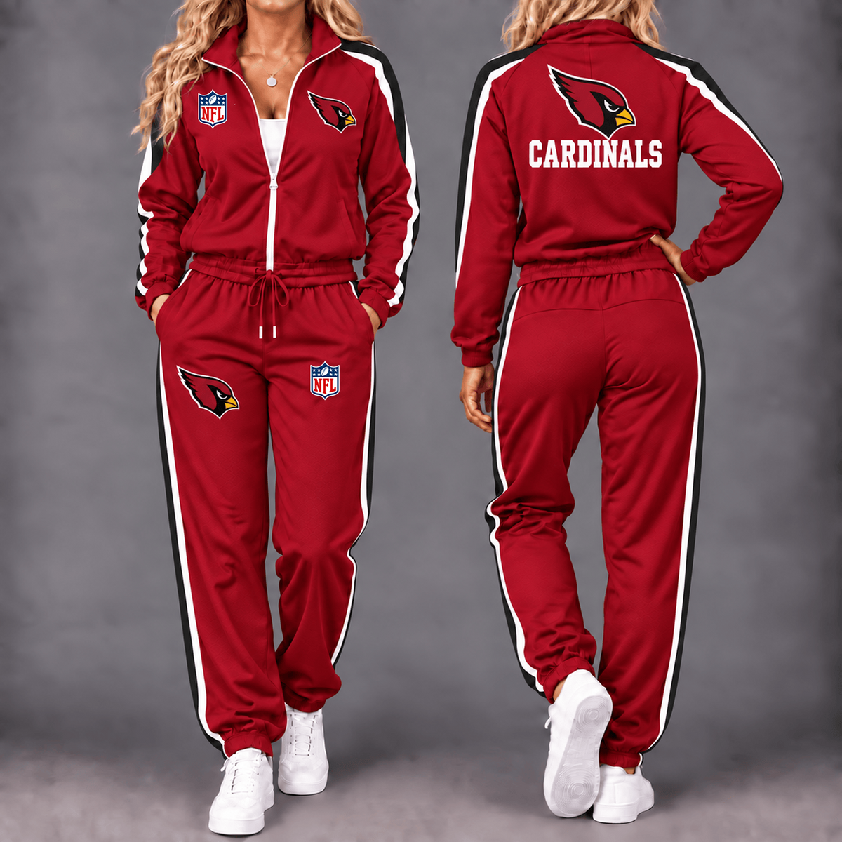 Premium NFL x ARI Game Day Waterproof Windbreaker Zip-Up Tracksuit Set