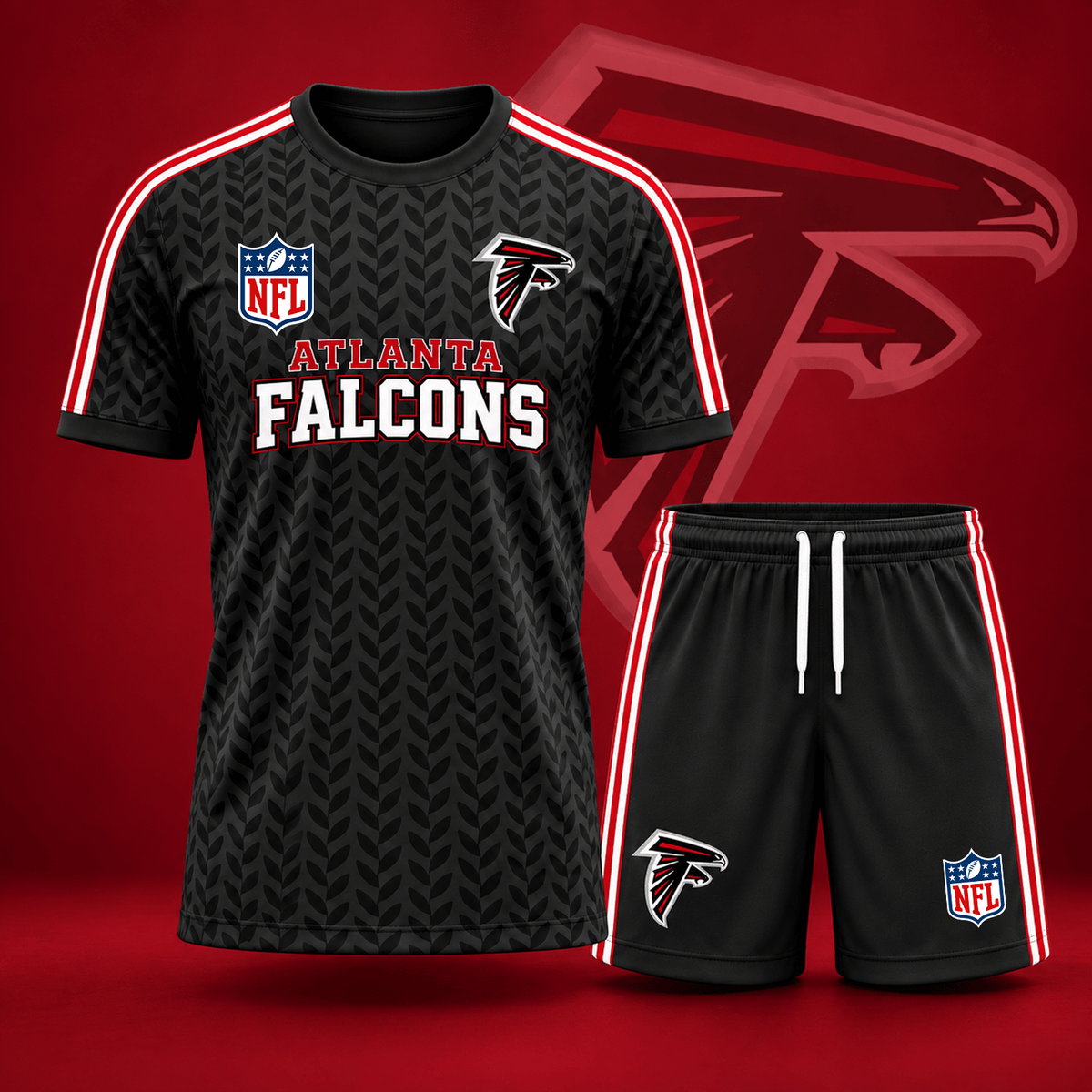 Premium NFL x ATL Classic Team Pattern T-Shirt and Shorts Set