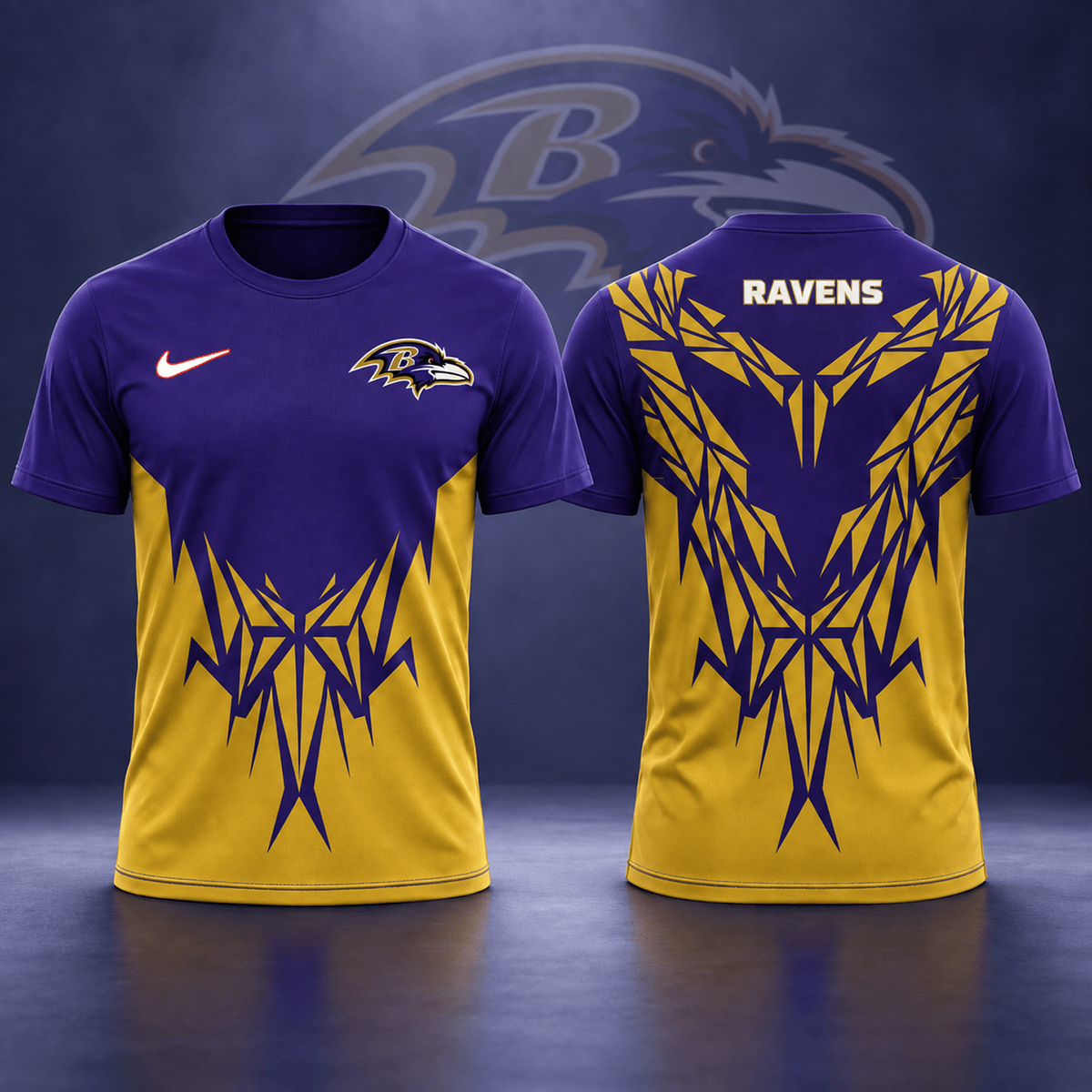 Premium NFL x BAL Football Club Tribal Graphic T-Shirt Fan Sports Apparel