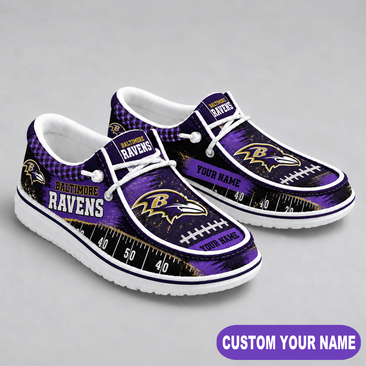 Premium NFL x BAL Game Day Yard Line Loafer Shoes