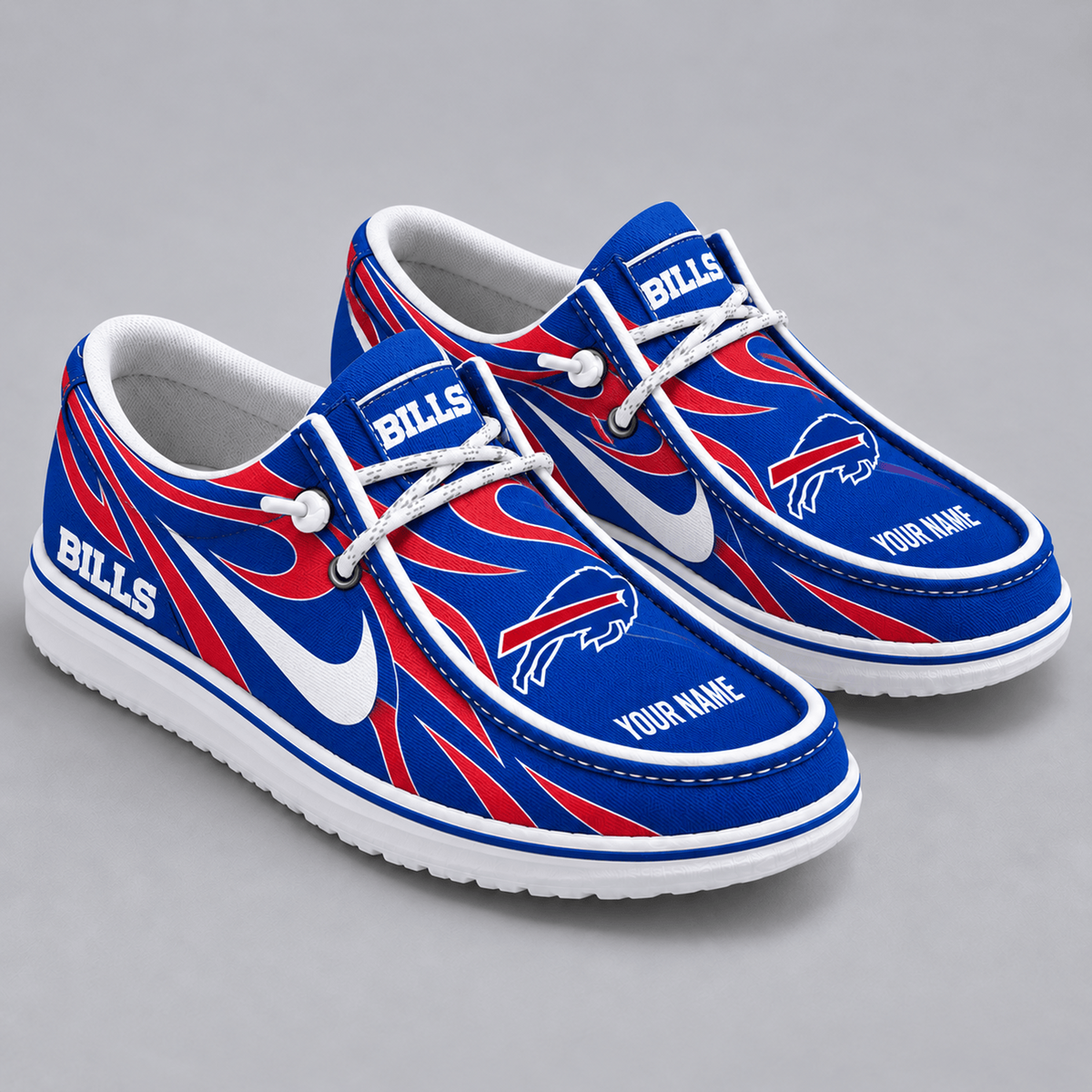 Premium NFL x BUF Flame Pattern Loafer Shoes