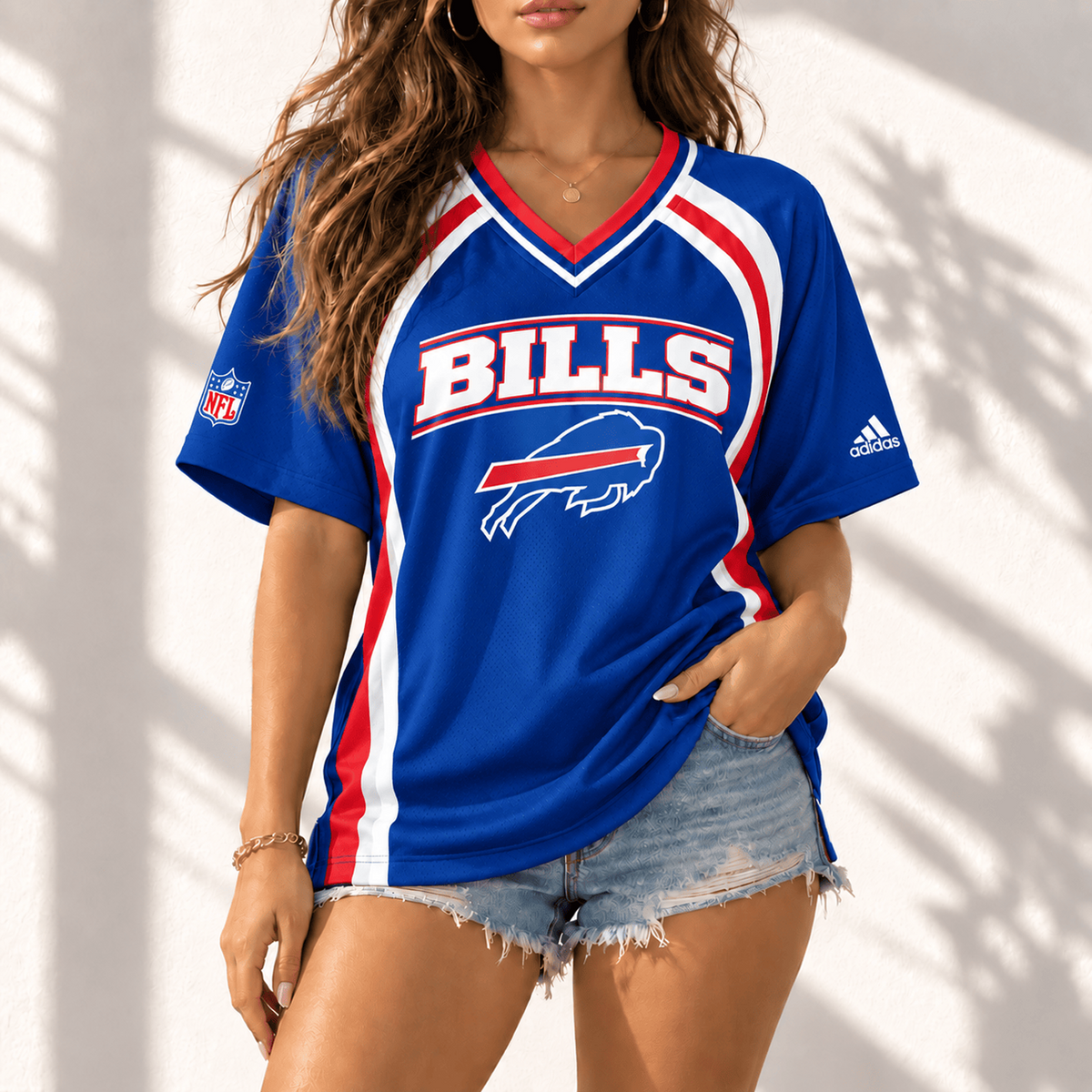 Premium NFL x BUF Gridiron Contour Fan Merch V-Neck