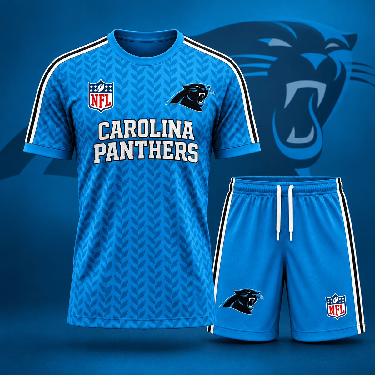Premium NFL x CAR Classic Team Pattern T-Shirt and Shorts Set