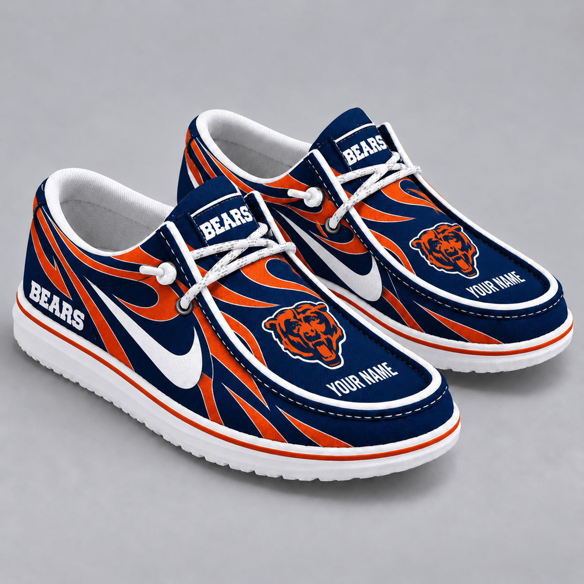 Premium NFL x CHI Flame Pattern Loafer Shoes