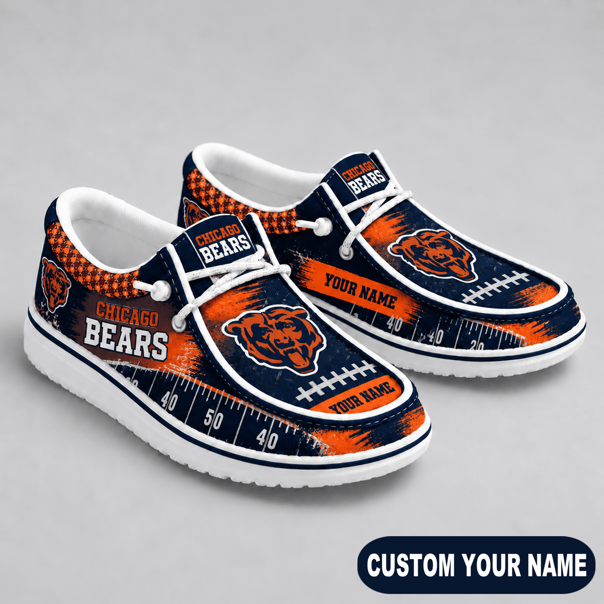 Premium NFL x CHI Game Day Yard Line Loafer Shoes