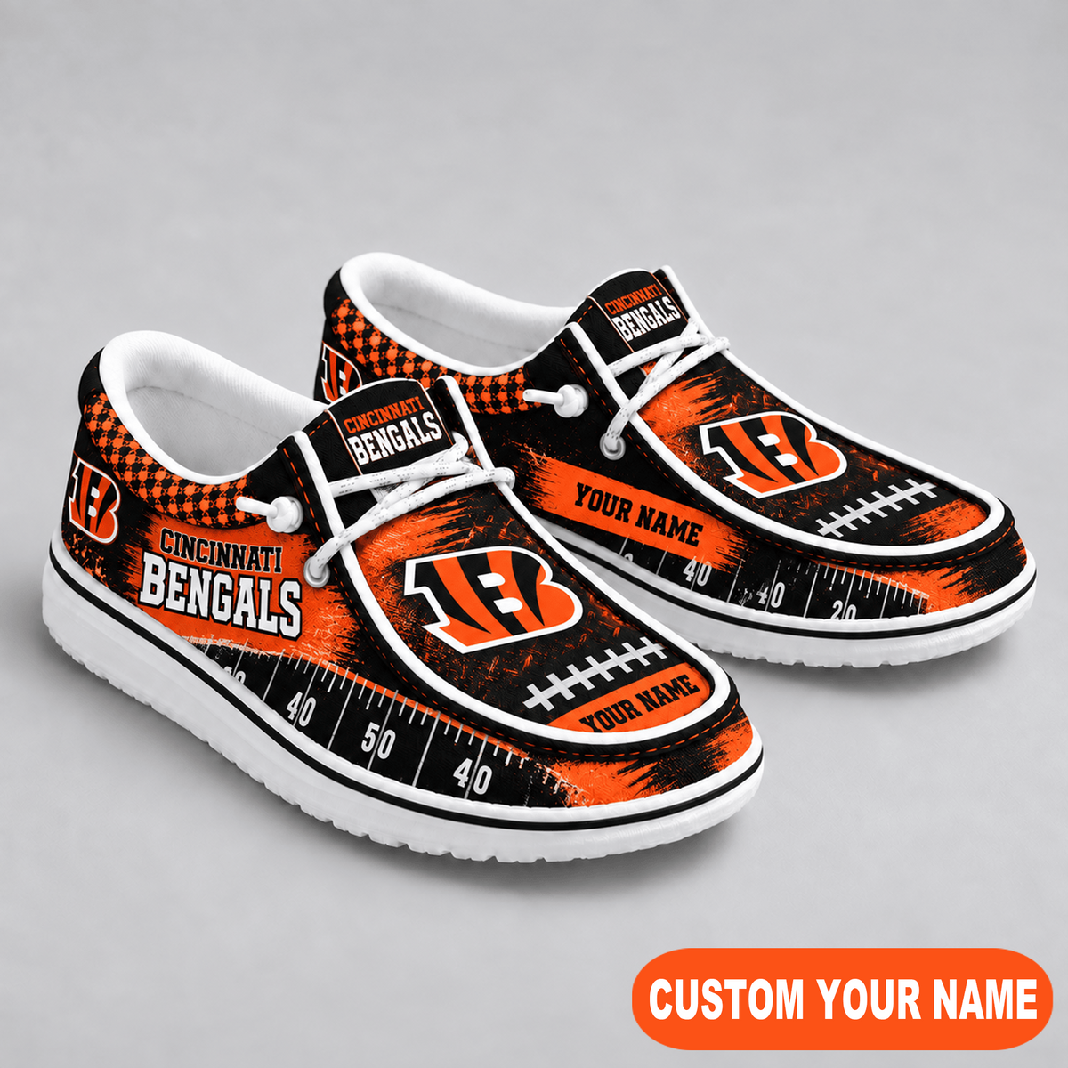Premium NFL x CIN Game Day Yard Line Loafer Shoes
