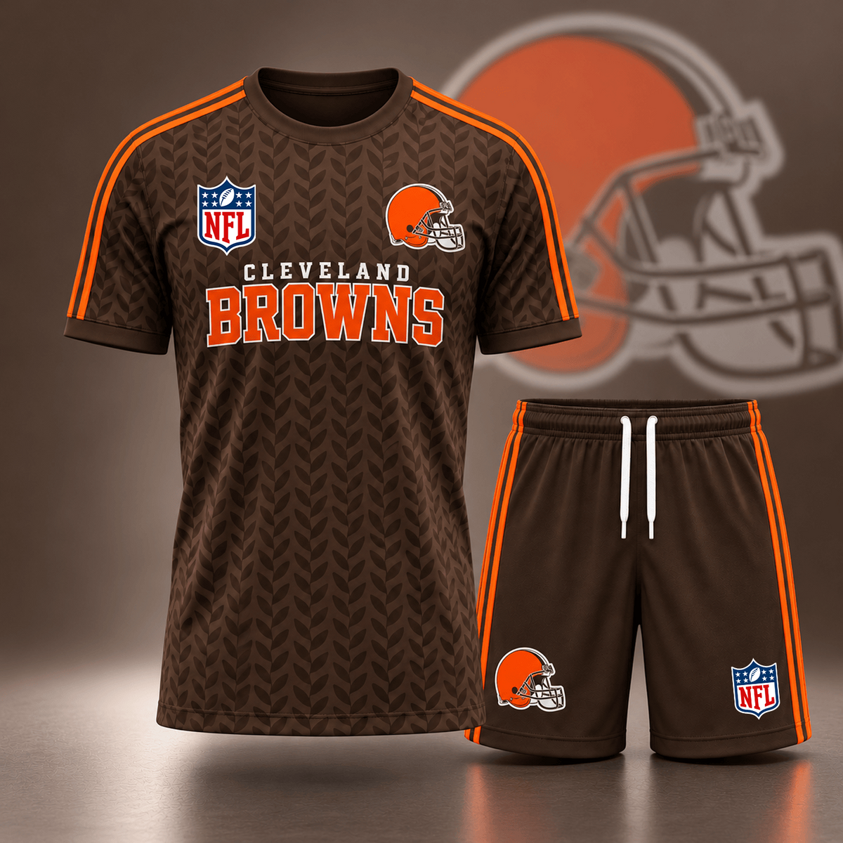 Premium NFL x CLE Classic Team Pattern T-Shirt and Shorts Set