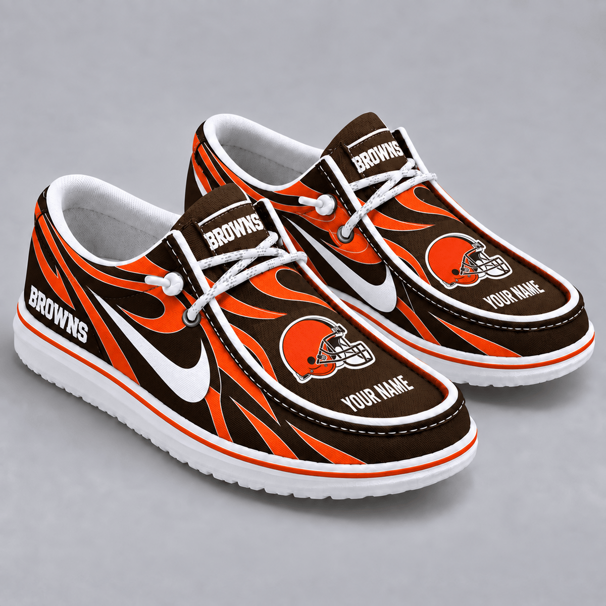 Premium NFL x CLE Flame Pattern Loafer Shoes