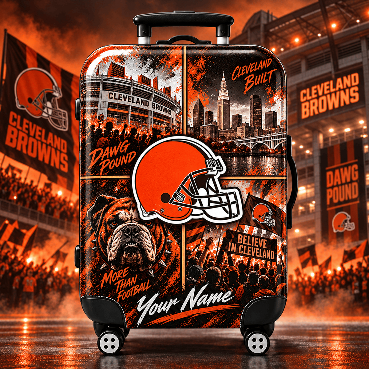Premium NFL x CLE Personalized Team Pride Stadium Travel Suitcase
