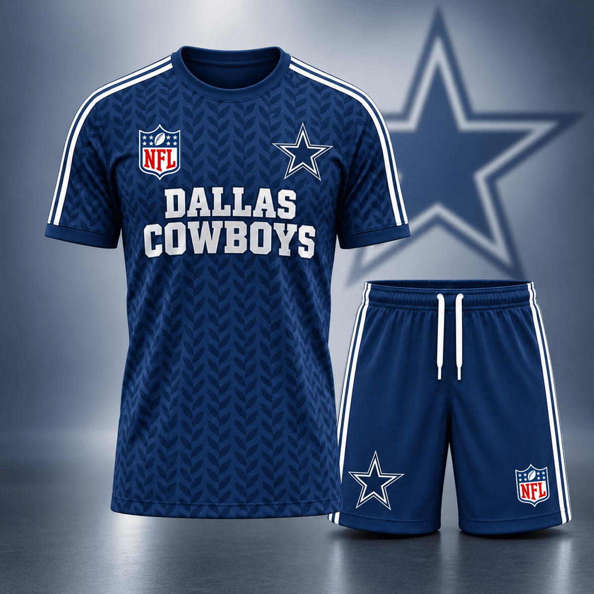 Premium NFL x DAL Classic Team Pattern T-Shirt and Shorts Set