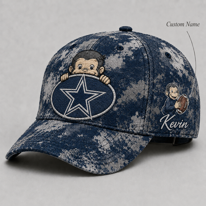 Premium NFL x DAL Curious George Custom Name Classic Cap For Passionate Game Day Fans