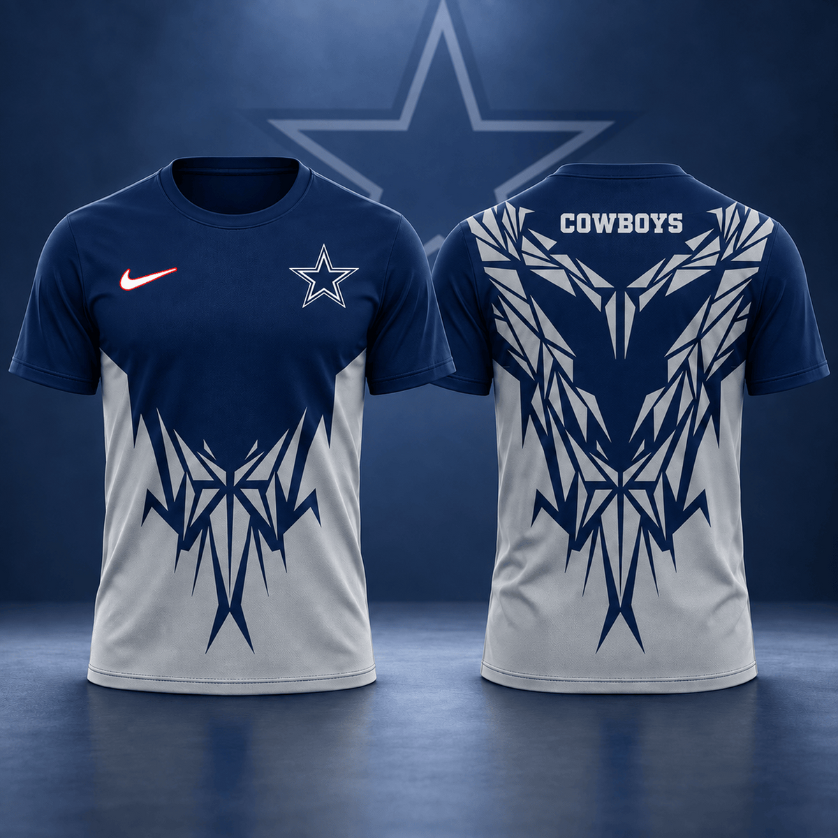 Premium NFL x DAL Football Club Tribal Graphic T-Shirt Fan Sports Apparel