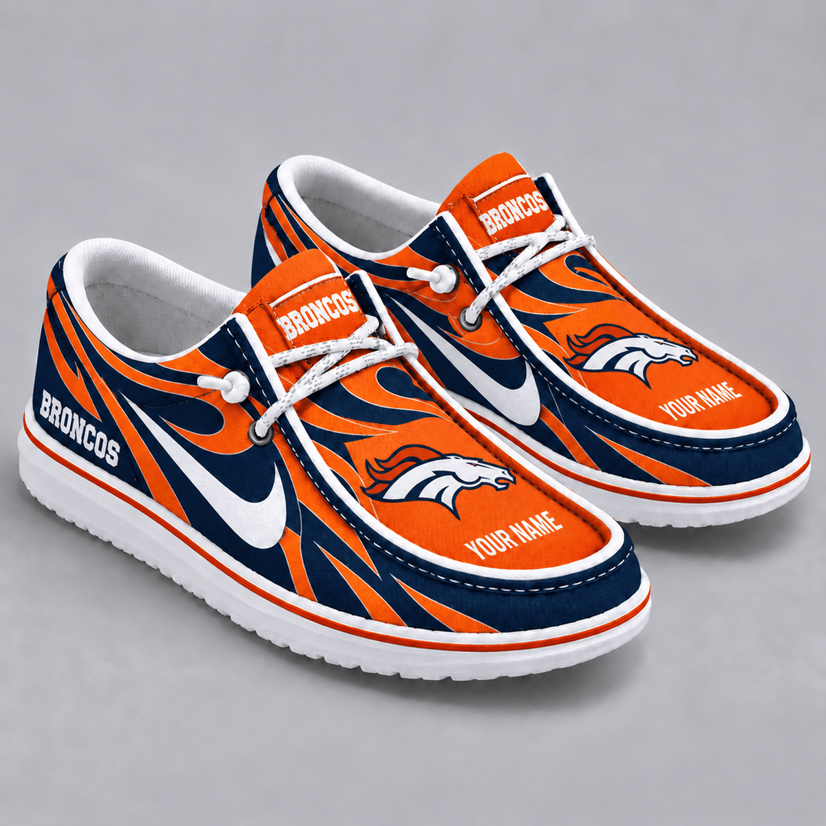 Premium NFL x DEN Flame Pattern Loafer Shoes