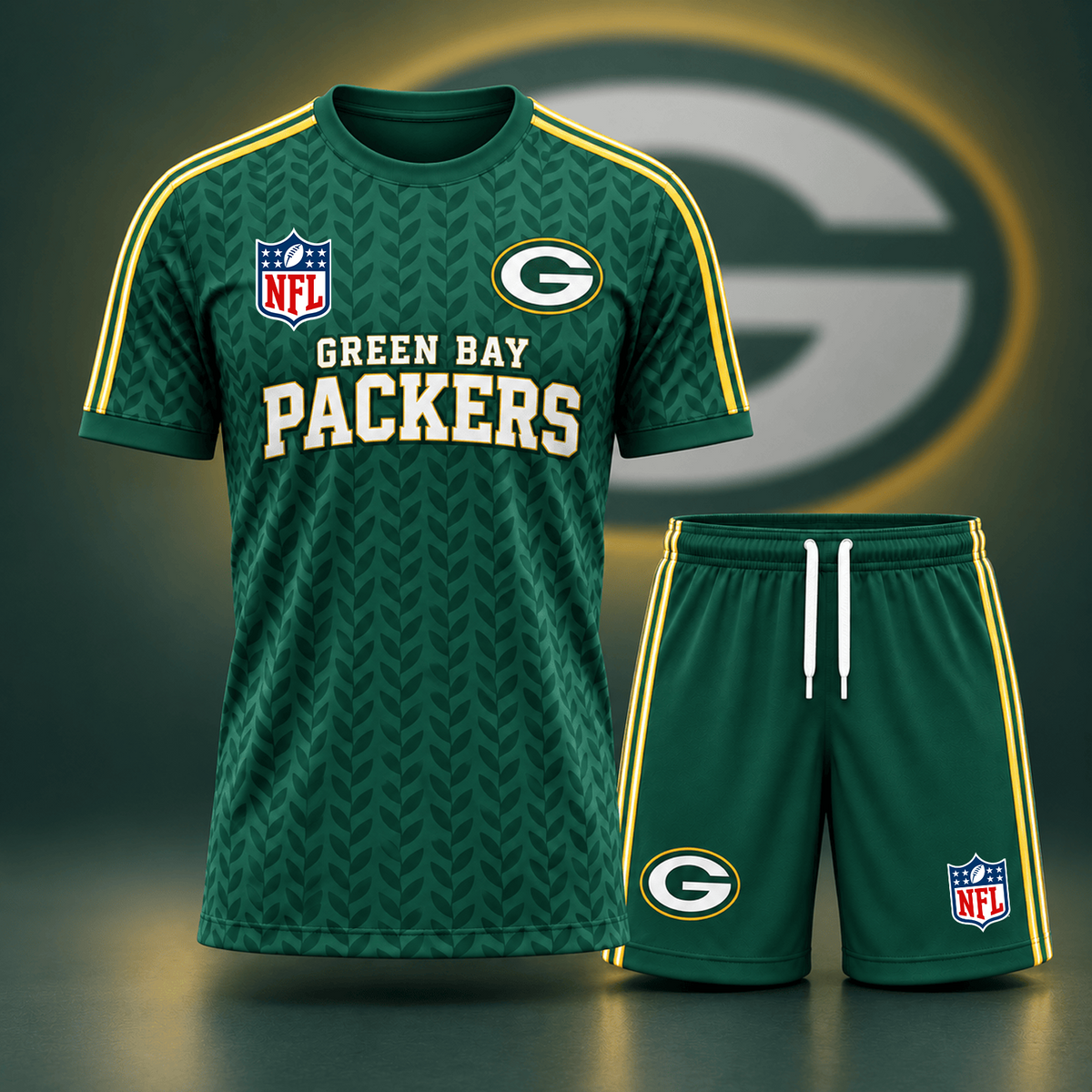 Premium NFL x GB Classic Team Pattern T-Shirt and Shorts Set