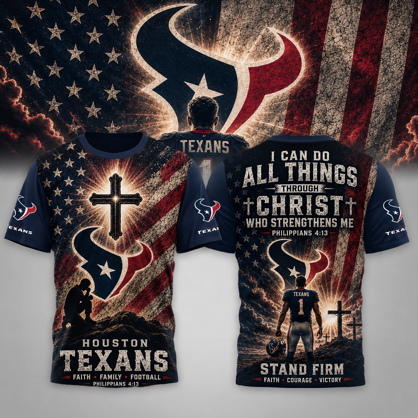 Premium NFL x HOU Faith Family 3D Shirt