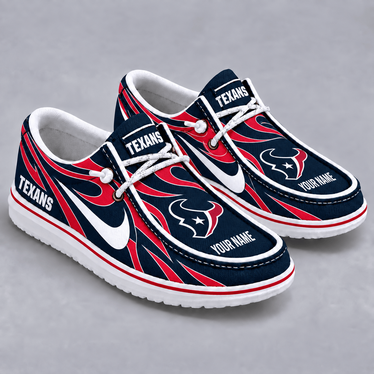Premium NFL x HOU Flame Pattern Loafer Shoes