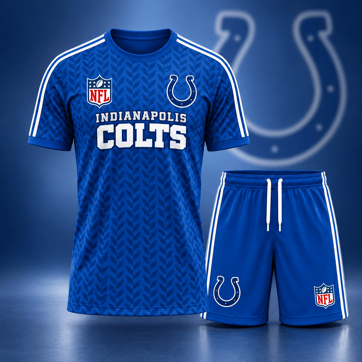 Premium NFL x IND Classic Team Pattern T-Shirt and Shorts Set