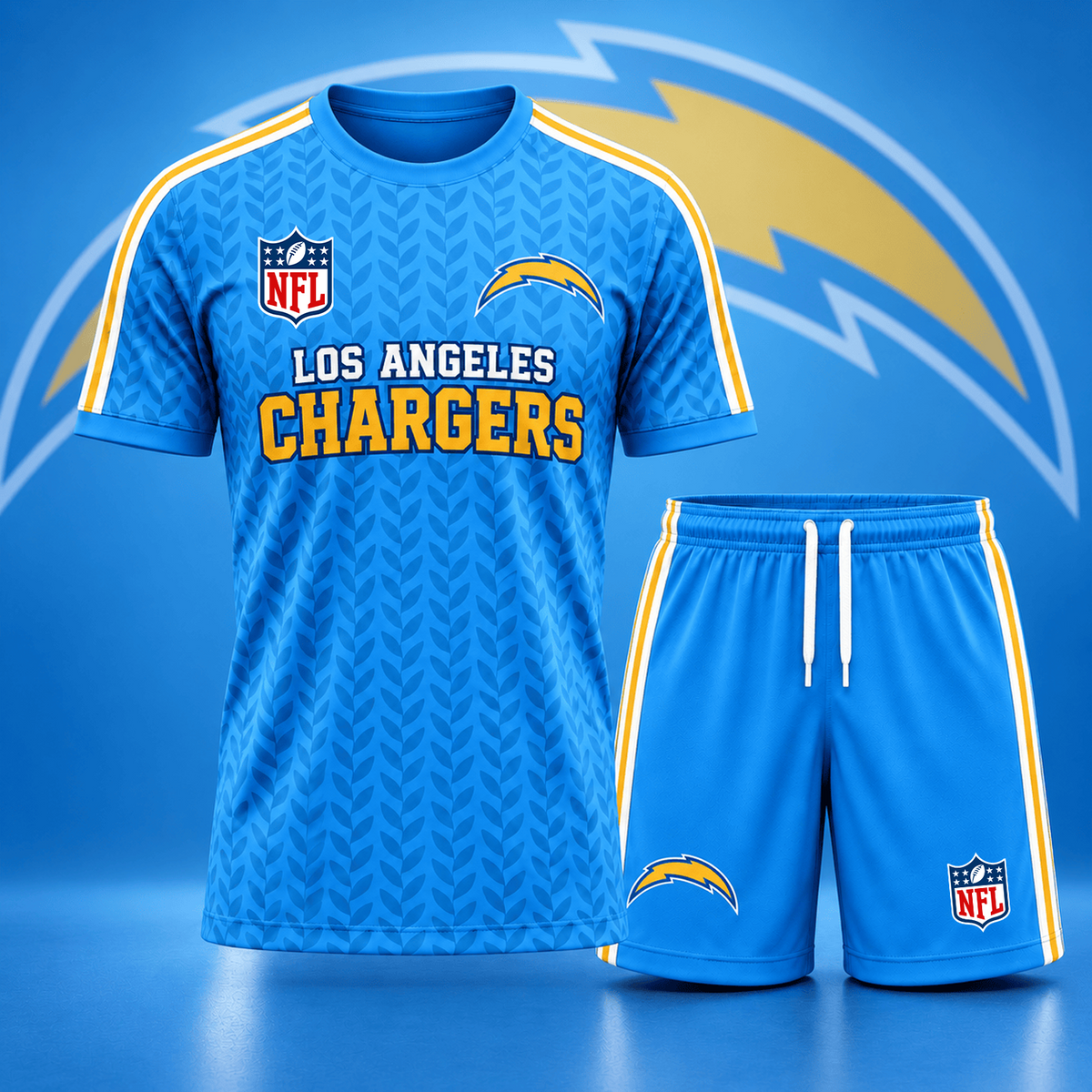 Premium NFL x LAC Classic Team Pattern T-Shirt and Shorts Set