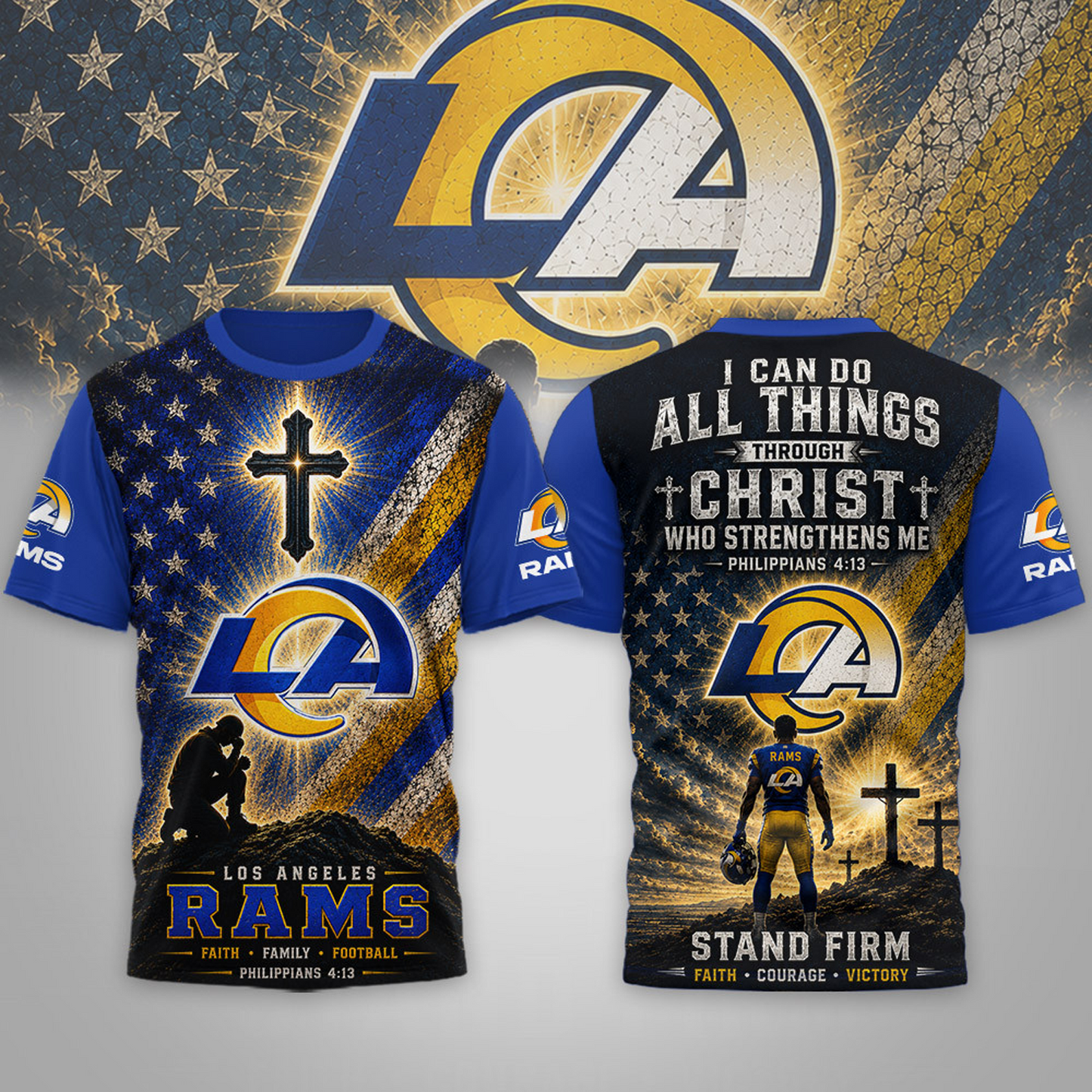Premium NFL x LAR Faith Family 3D Shirt