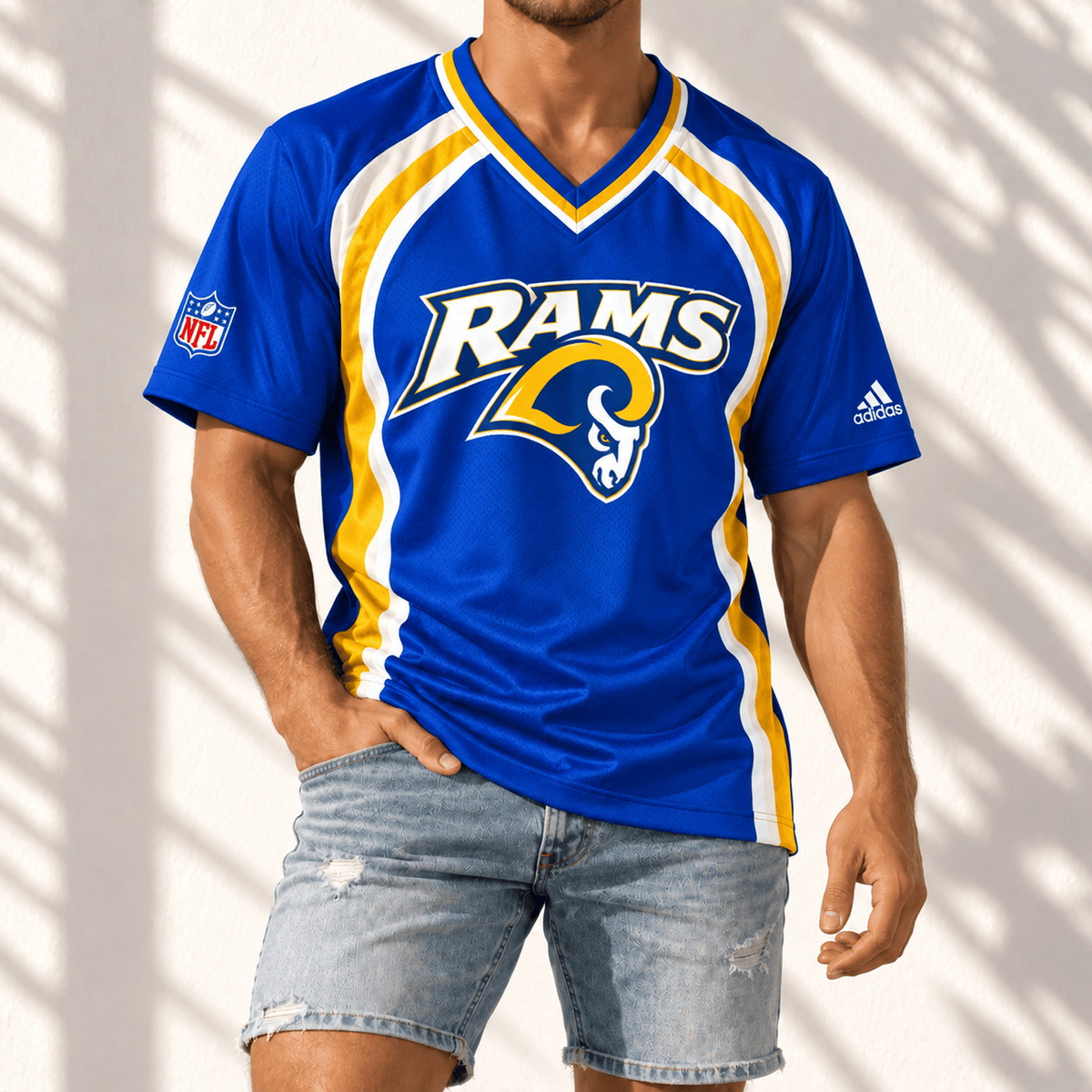 Premium NFL x LAR Gridiron Contour Fan Merch V-Neck
