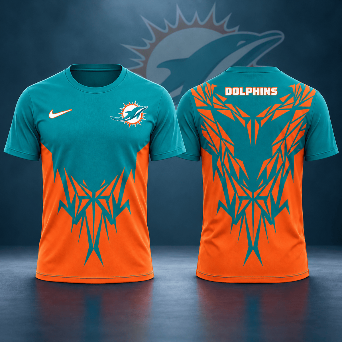 Premium NFL x MIA Football Club Tribal Graphic T-Shirt Fan Sports Apparel