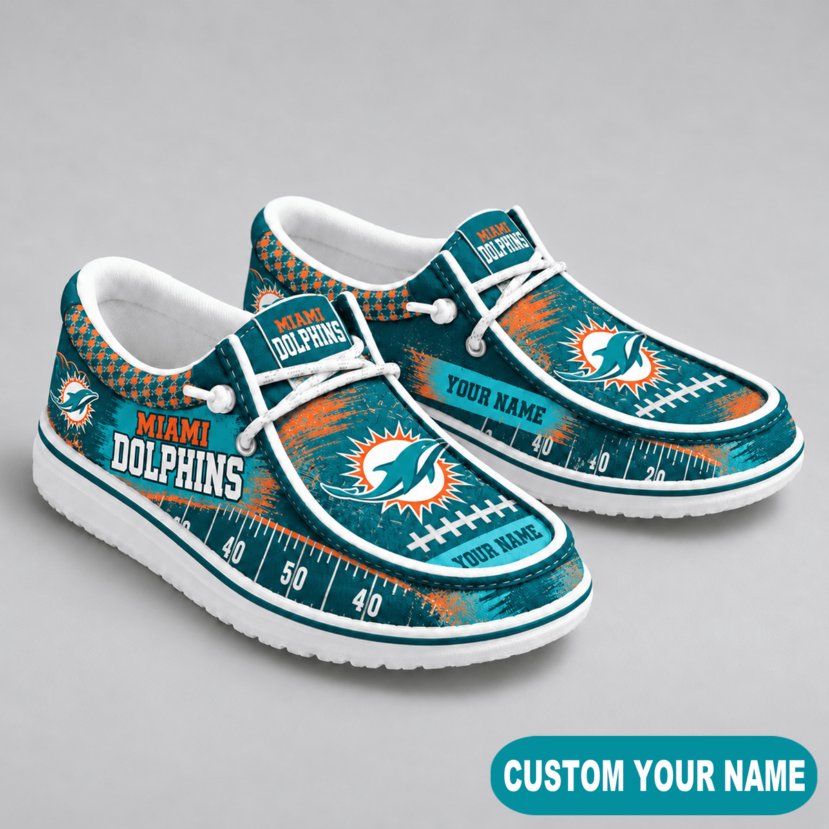 Premium NFL x MIA Game Day Yard Line Loafer Shoes