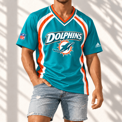 Premium NFL x MIA Gridiron Contour Fan Merch V-Neck