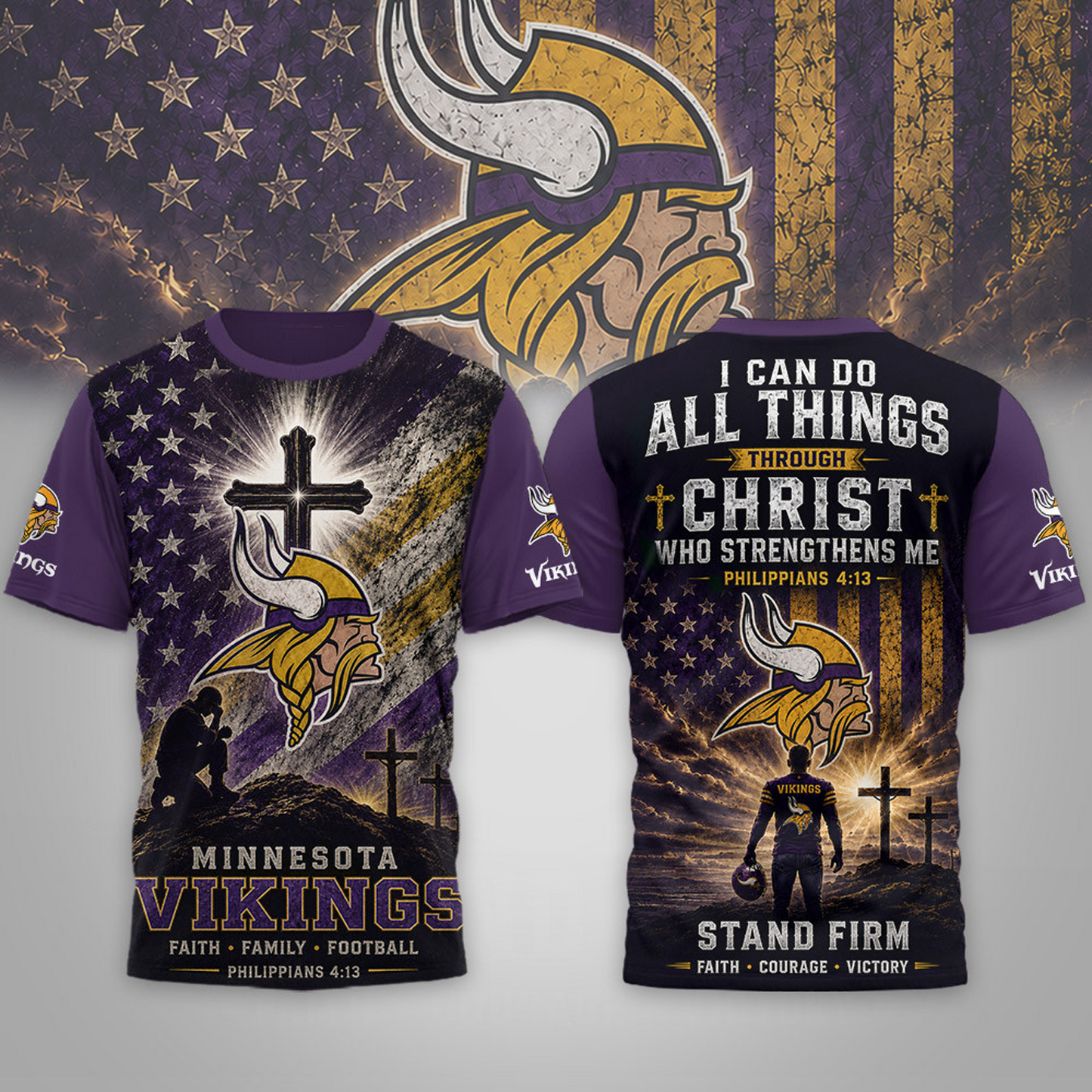 Premium NFL x MIN Faith Family 3D Shirt