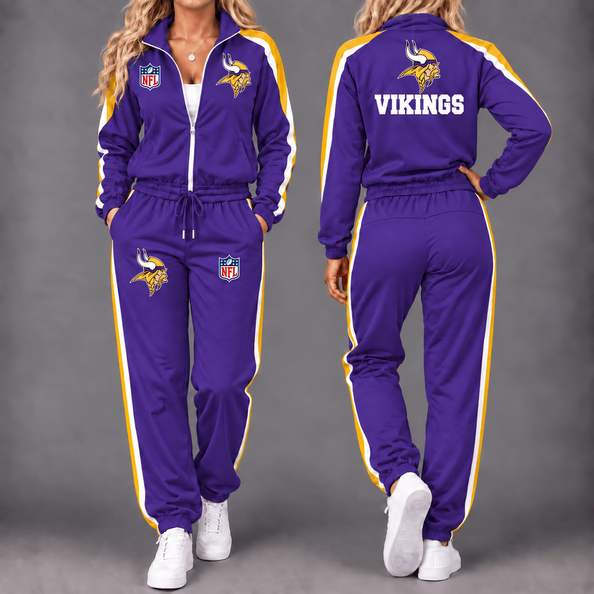 Premium NFL x MIN Game Day Waterproof Windbreaker Zip-Up Tracksuit Set