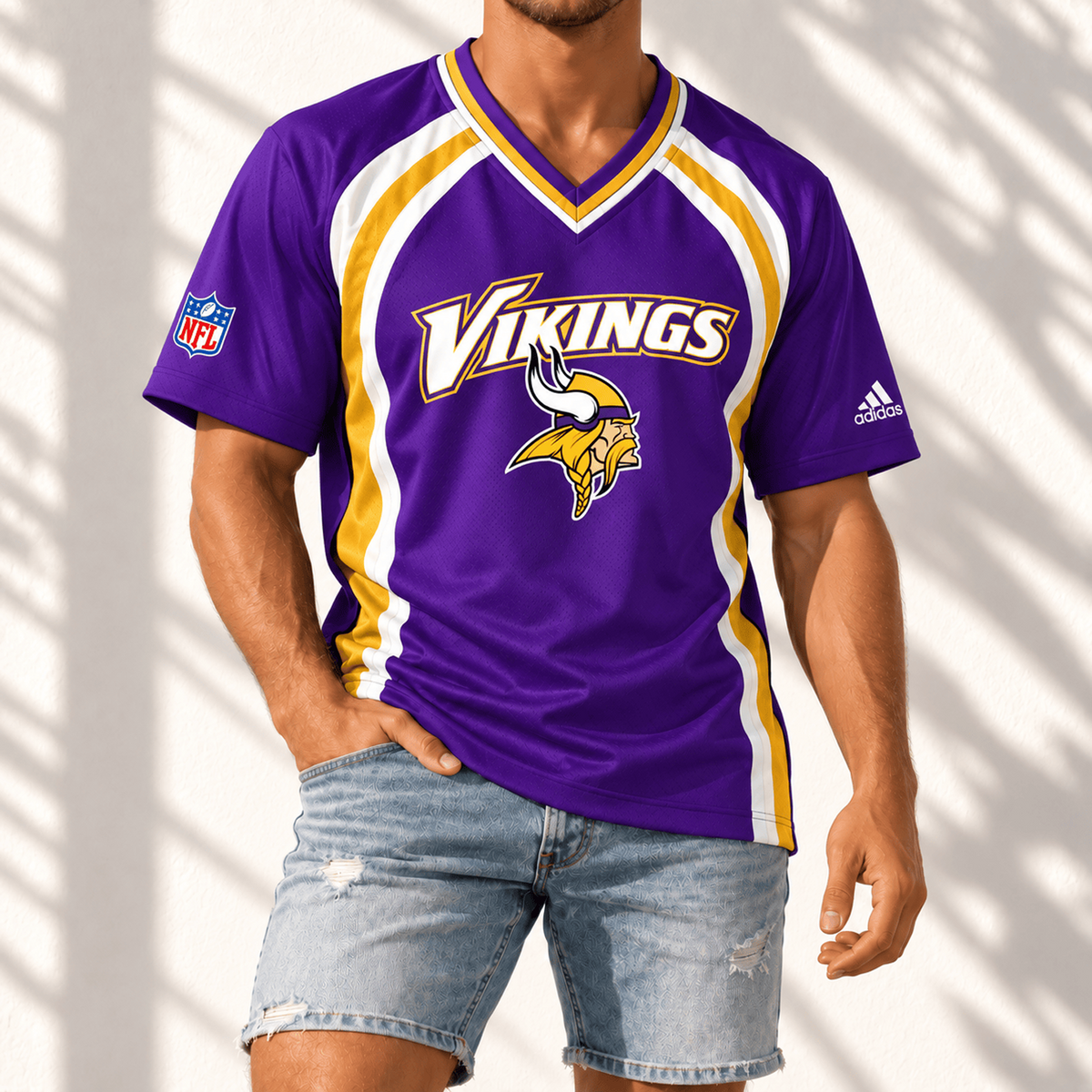 Premium NFL x MIN Gridiron Contour Fan Merch V-Neck