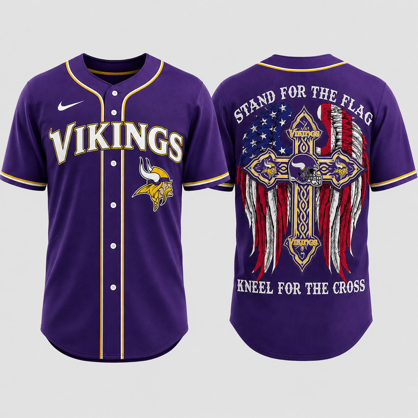 Premium NFL x MIN Stand For The Flag Kneel For The Cross Jersey Shirt