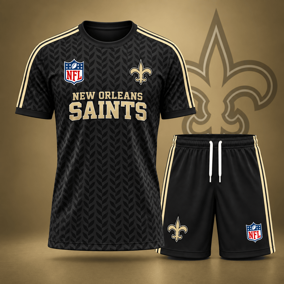 Premium NFL x NO Classic Team Pattern T-Shirt and Shorts Set