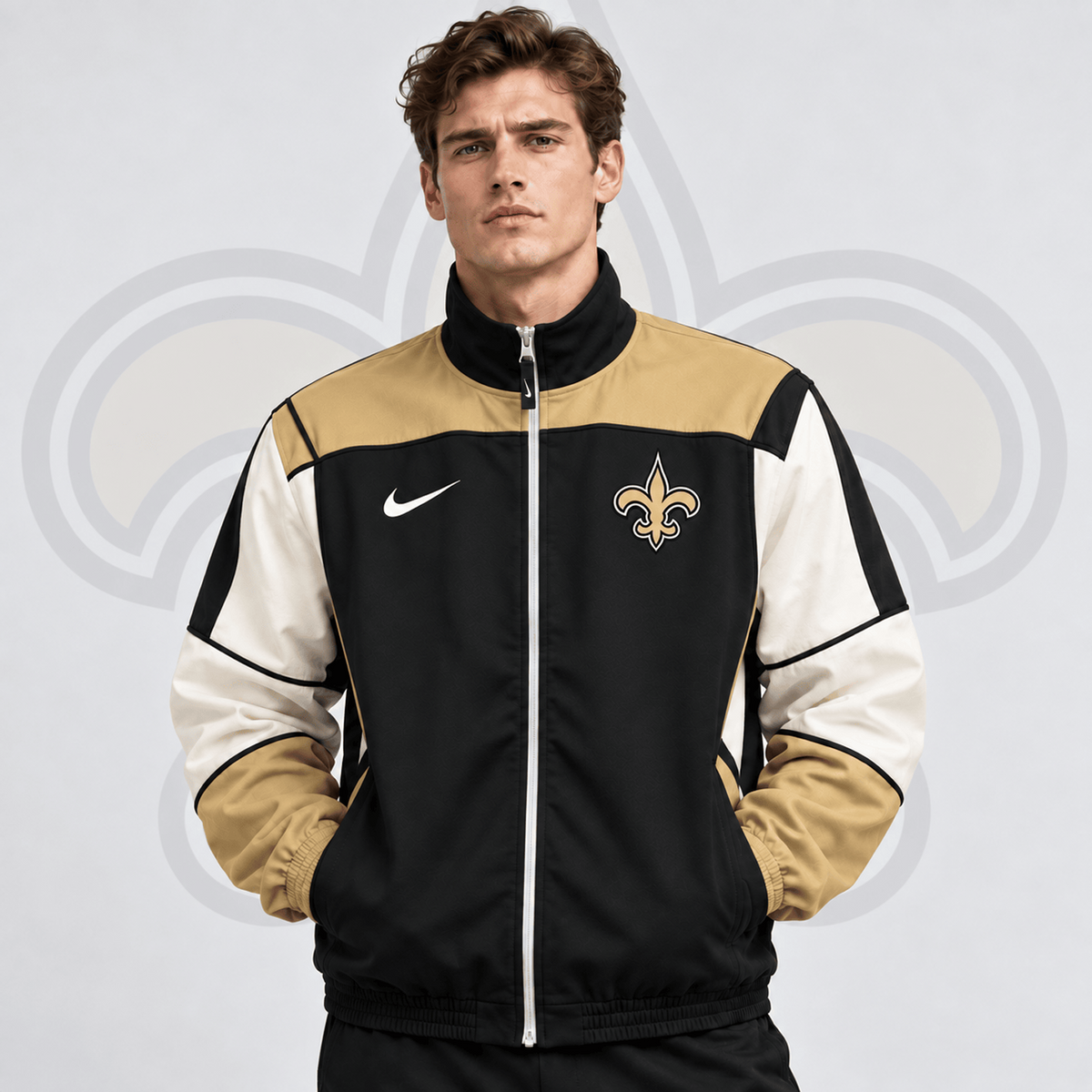 Premium NFL x NO Team Crest Retro Color Block Full Zip Windbreaker Jacket