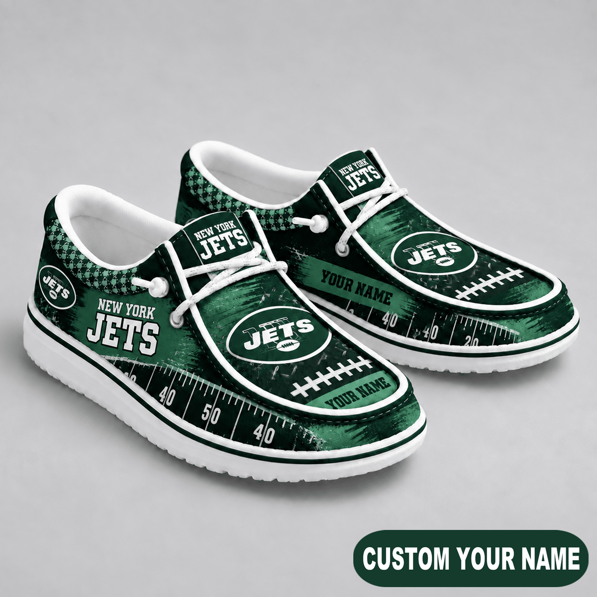 Premium NFL x NYJ Game Day Yard Line Loafer Shoes