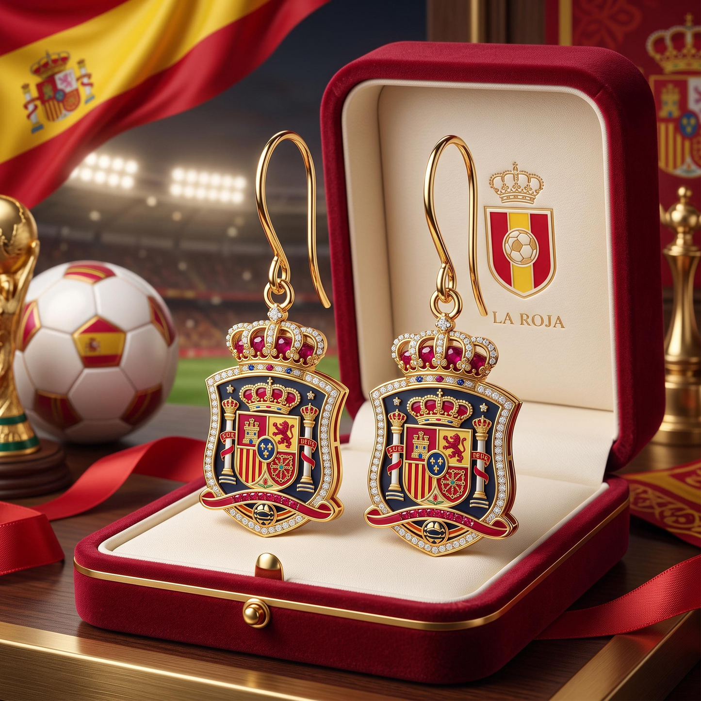 Premium Spain World Cup Champions 2026 Drop Earrings V1